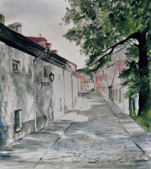Quiet Cobblestone Street, Vilnius, Lithuania